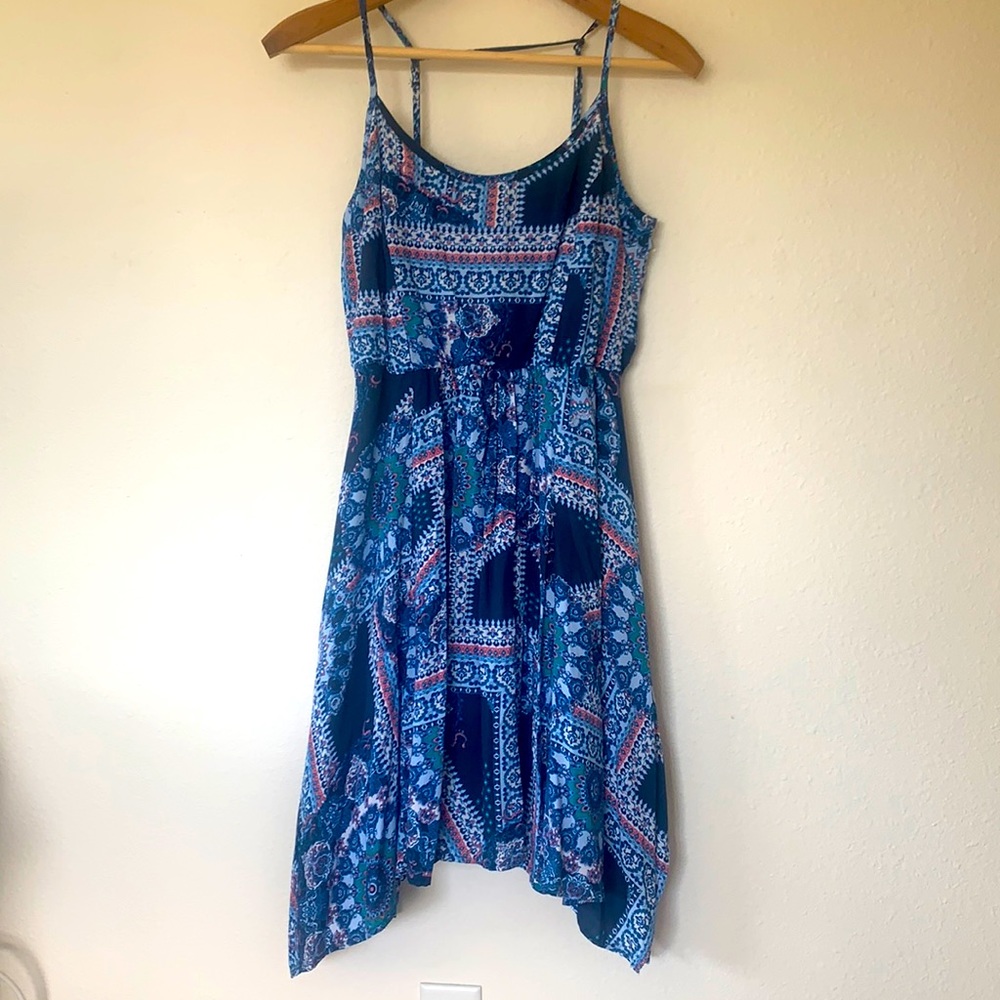 American Rag Blue Patterned Asymmetrical Sundress